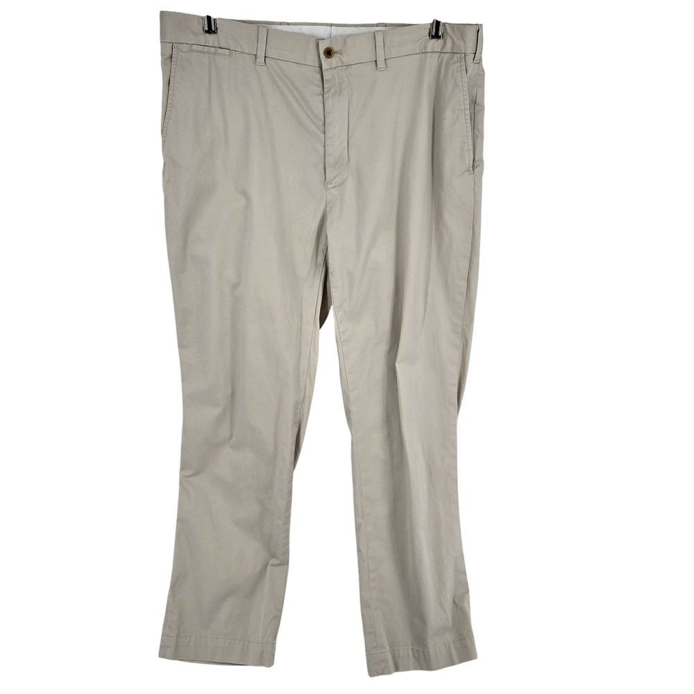Polo Ralph Lauren Pants Mens 36x32 Khaki Cotton Twill Stretch Chino Flat‎ Front